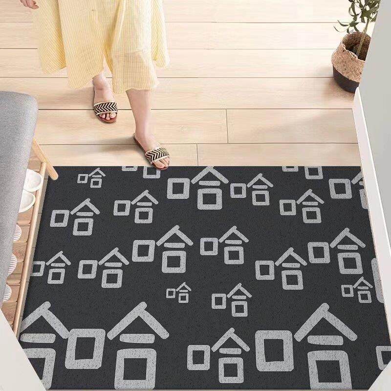 入户PCV丝圈地垫现代简约可水洗玄关创意文字蹭土脚垫防滑浴室垫