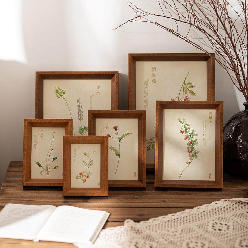 中式实木相框摆台照片装裱六6寸7洗相片做成高级感摆件书法字画框