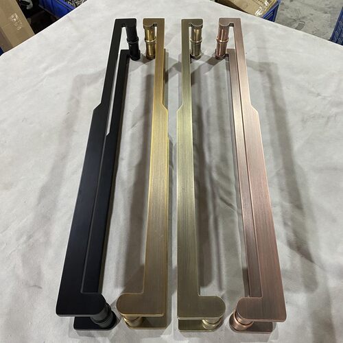 中式仿古铜玻璃门把手黑色大门拉手木门别墅门拉把明装长条形扶手