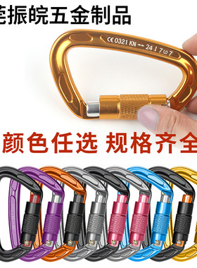 跨境振皖户外攀岩主锁D型自动锁安全扣攀岩主锁登山扣 黑色1803TN
