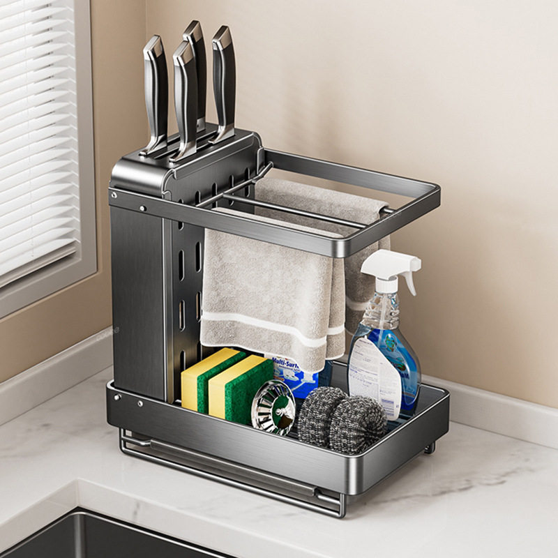 折叠不锈钢厨房刀架置物架台面抹布水槽洗碗钢丝球水池收纳沥水架,厨房/烹饪用具,刀架,淘宝优惠券,粉丝福利购,淘宝优惠卷