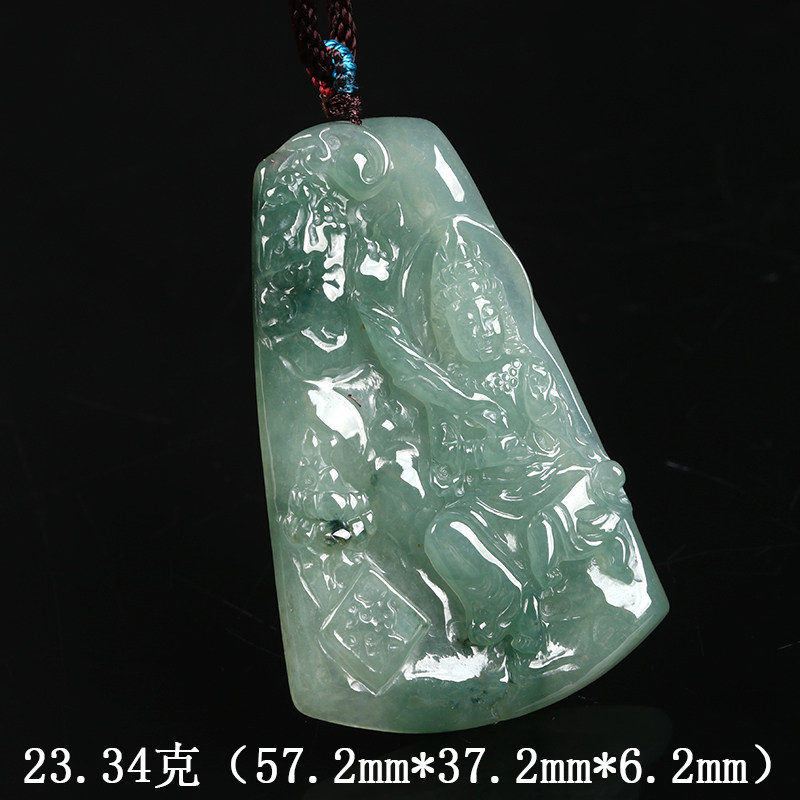 欧说珠宝翡翠观音吊坠冰润飘绿