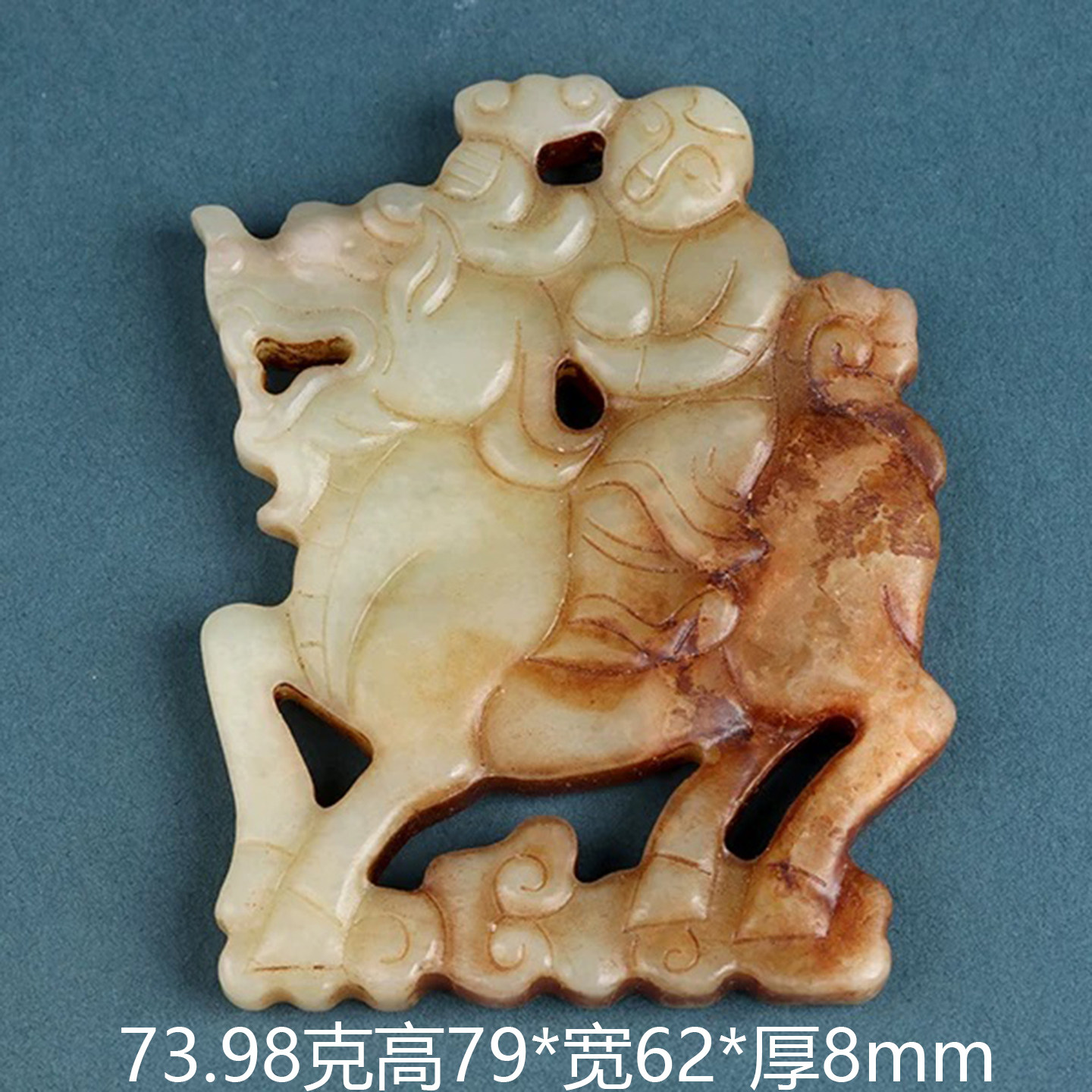 欧说珠宝包浆油润老玉瑞兽吊坠