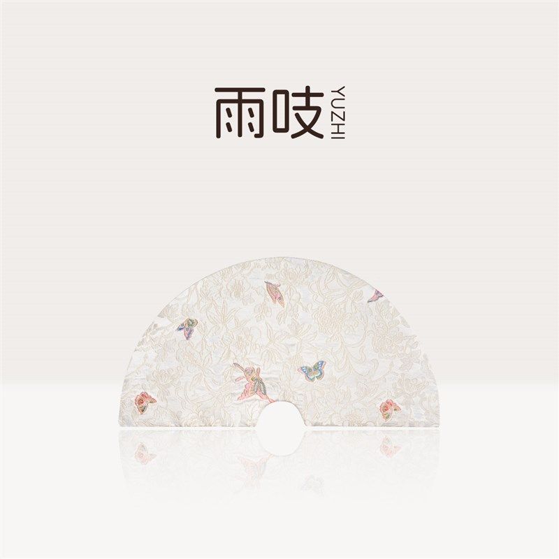 引月蝶雨吱金织提花蝴蝶扇形双面茶席诗无邪丽宝