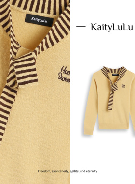 KaityLuLu【自由贝拉】  条纹绑带个性套头毛衣KL113W157