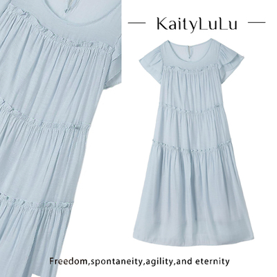 KaityLuLu【少女心事】气质优雅圆领连衣裙KT528X68
