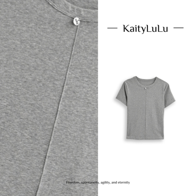 KaityLuLu【月光与诗】 个性圆领百搭上衣 KT317J014