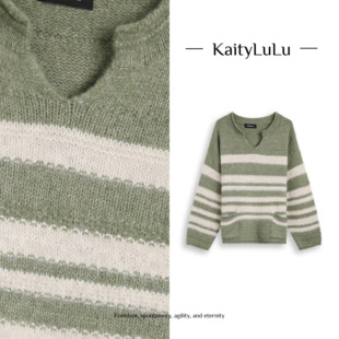 条纹针织毛衣KL1220D089 小众个性 KaityLuLu 落日余晖