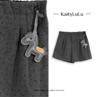 KL1220X126 气质松紧腰尼子短裤 KaityLuLu 极简从绒