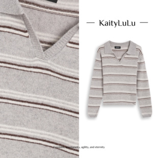 KaityLuLu 条纹翻领针织毛衣KL1220W138 浪漫诗篇