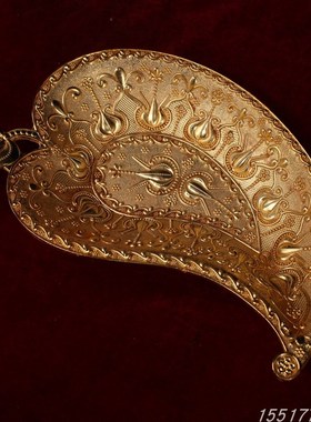 古玩旧藏西藏收地宫藏银鎏金树叶盘子装饰摆件收藏古董老货