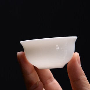 28ml超小号潮汕单丛枞功夫茶杯品茗杯喝茶单杯羊脂玉白瓷反口杯