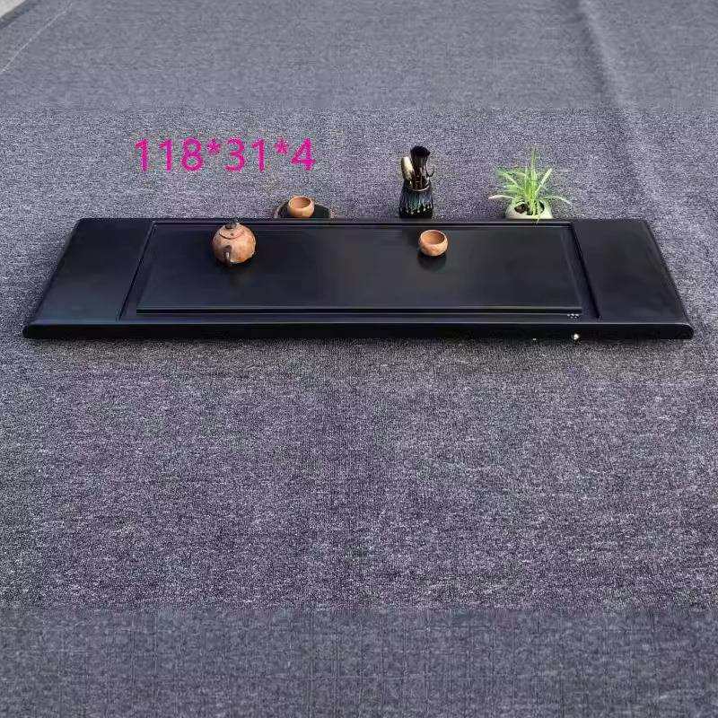 歙砚石材新中式黑色茶盘天然原石茶海精品家用茶台端砚壶承婺源砚