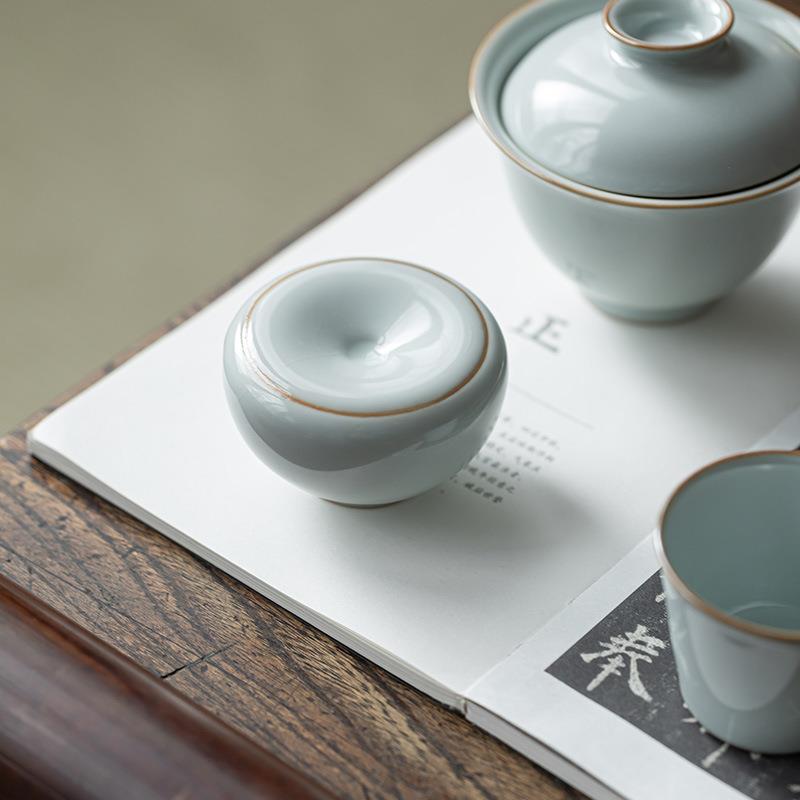 皓澜汝窑战鼓盖置壶盖托茶具配件紫砂壶壶盖茶杯垫复古茶托