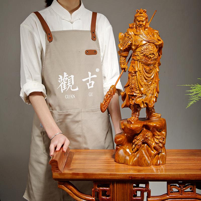 花梨木雕刻武财神关公像摆件家居客厅公司办公装饰开业送礼工艺品