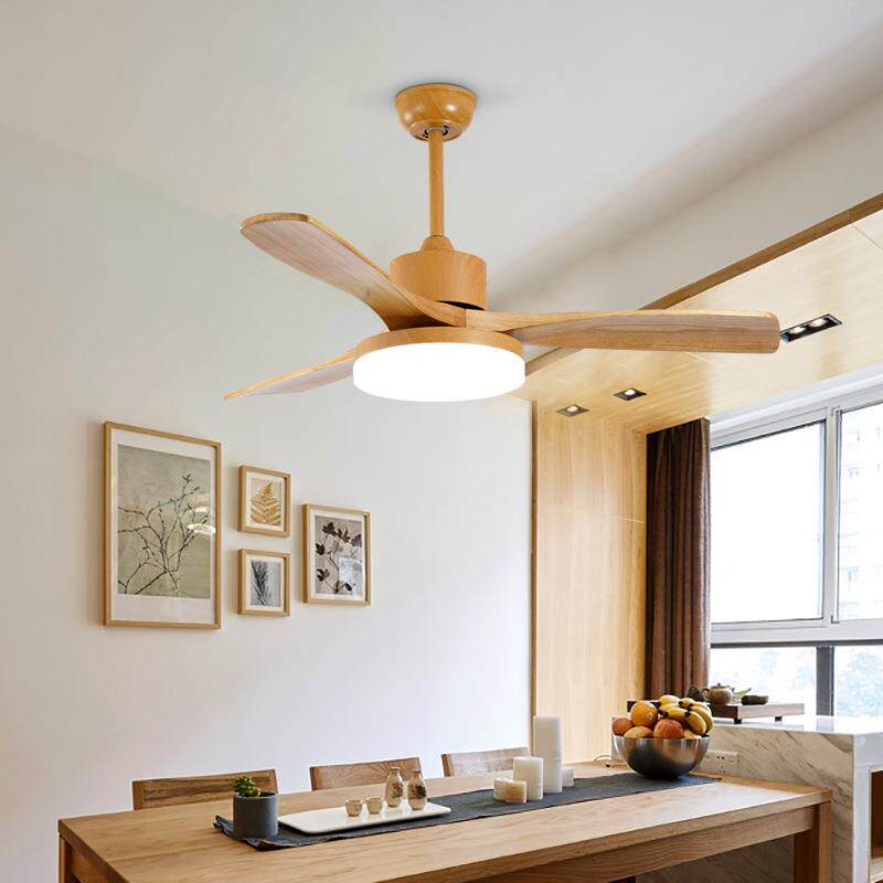实木风扇灯客厅大尺寸吊扇灯北欧简约卧室风扇灯家用餐厅风扇吊扇