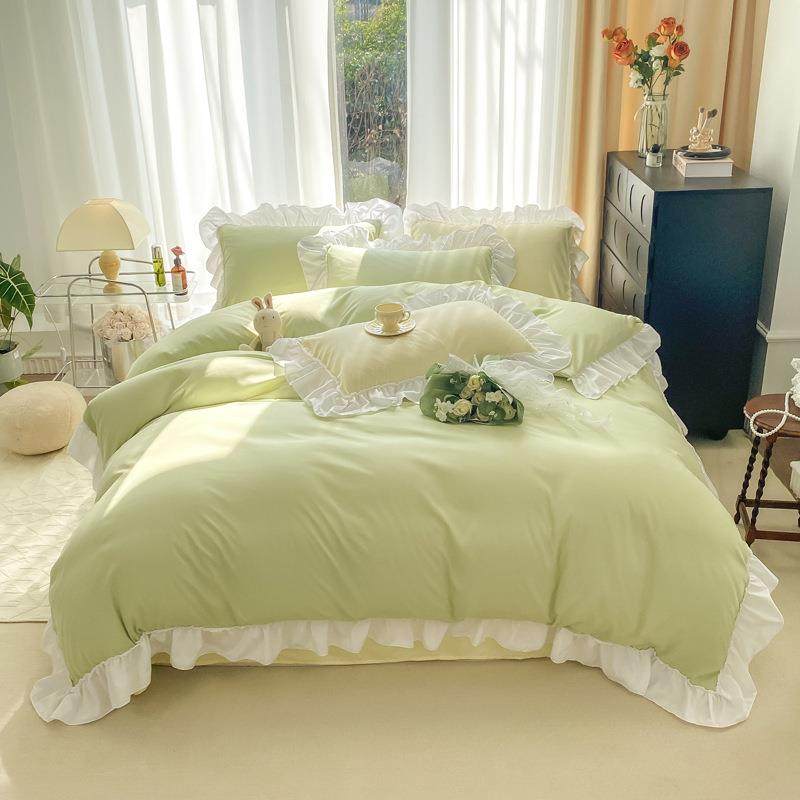 韩式奶油公主风四件套 纯色水洗棉床单被套床裙床笠三件套,鲜花速递/花卉仿真/绿植园艺,割草机/草坪机,淘宝优惠券,粉丝福利购,淘宝优惠卷