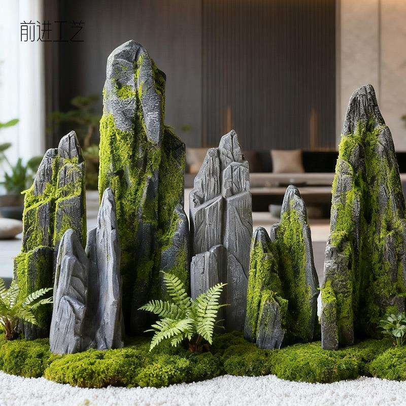 仿真苔藓假石头中式庭院装饰摆件绿植造景道具假山景观石配件配材