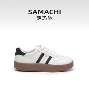 SAMACHI萨玛驰厚底休闲百搭德训阿甘鞋女小白鞋时尚板鞋女