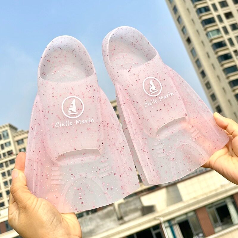 ciellemarin喜马林硅胶玫瑰透明果冻游泳训练蛙鞋带闪超隐形脚蹼图片