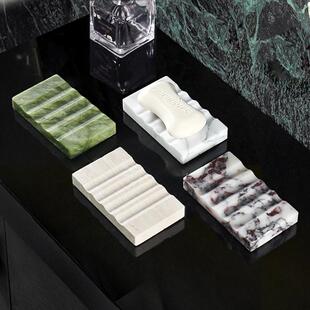 大理石轻奢沥水肥皂碟高档创意洗手台沥水香皂盒收纳置物摆件