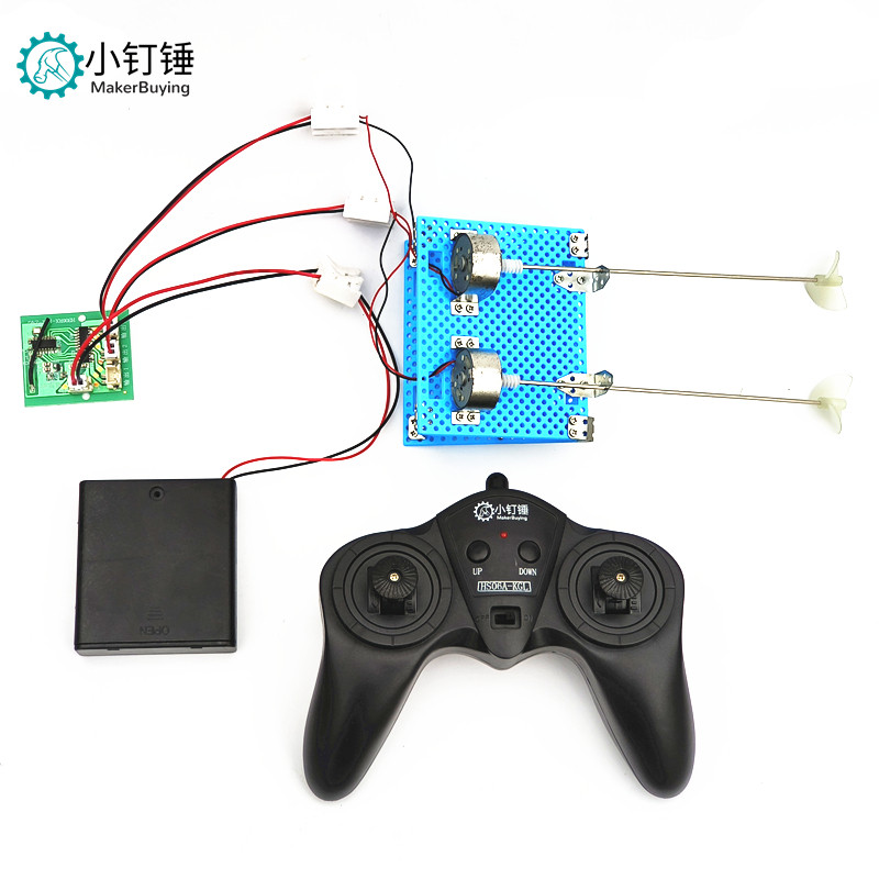四通道遥控拼装船DIY玩具动力套件 4.8v/6v正反双桨两驱科学课制