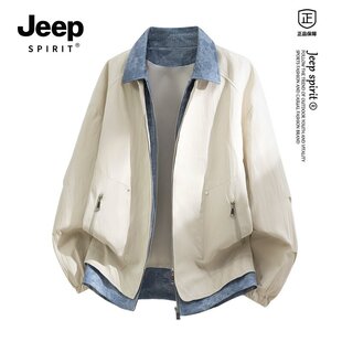 JEEP SPIRIT美式假两件翻领夹克男2026新款秋冬潮牌高街大码外套
