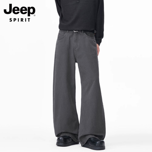 JEEPSPIRIT纯棉休闲弯刀牛仔裤