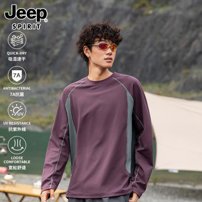 JEEPSPIRIT户外运动宽松长袖t恤