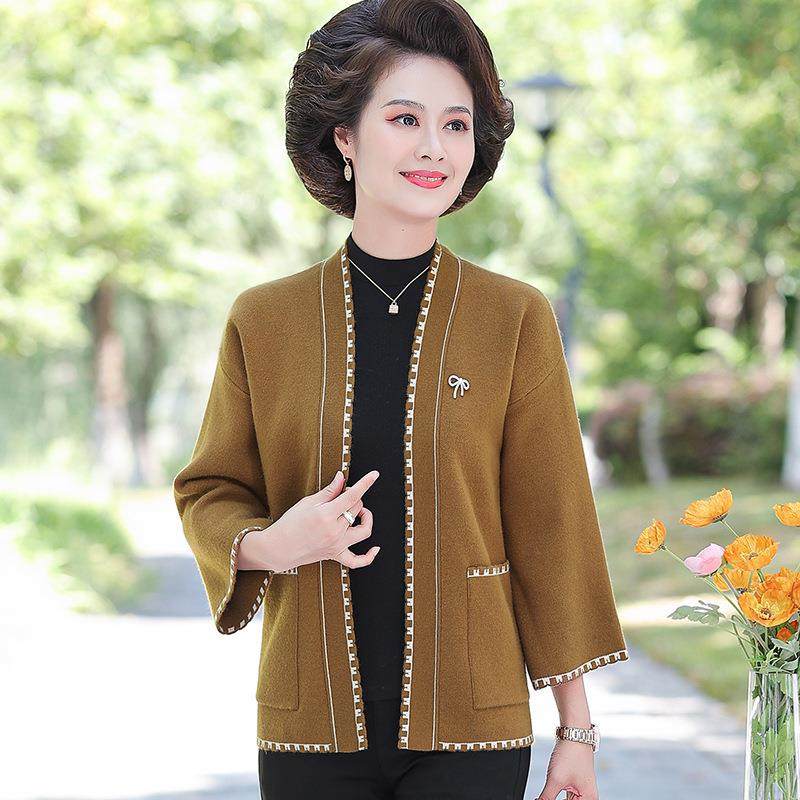2026新款妈妈春秋针织开衫秋装40岁50中老年女装洋气外套,女装/女士精品,中老年女装,淘宝优惠券,粉丝福利购,淘宝优惠卷