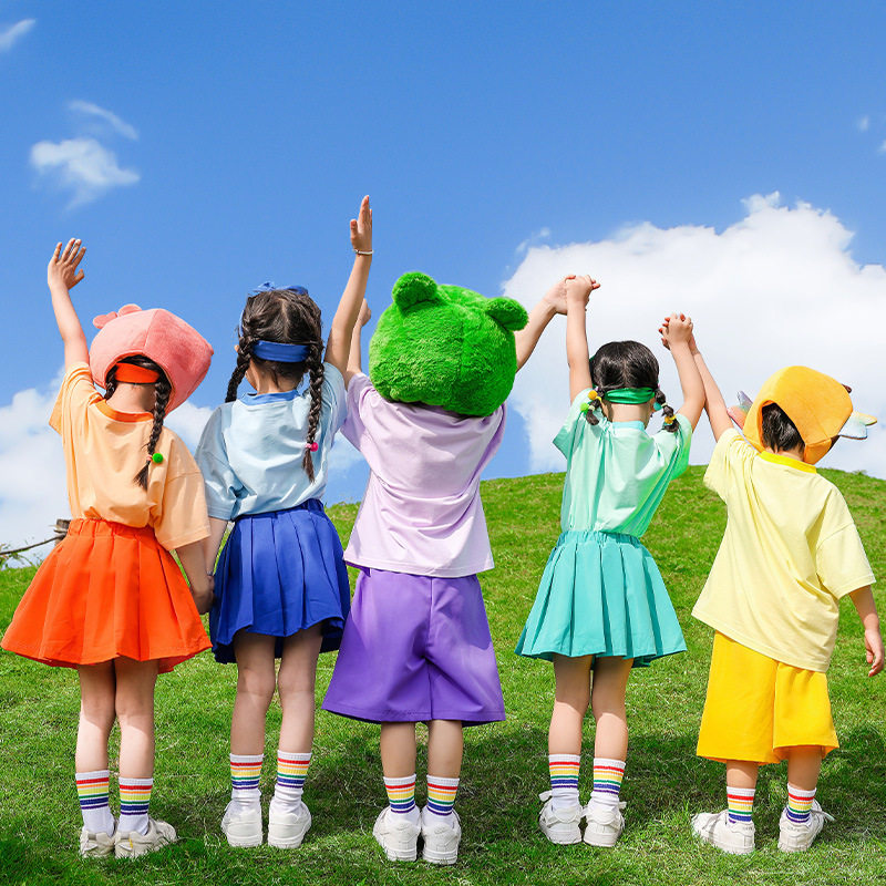 2026新款六一儿童表演服可爱小动物糖果色短袖幼儿园舞蹈服男童女