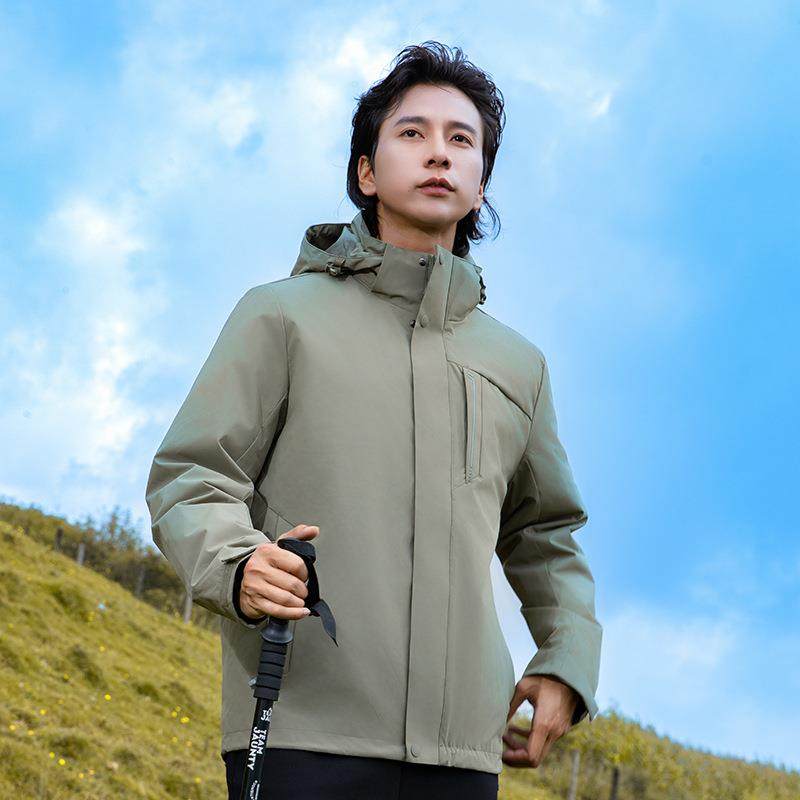 2026新款白鸭绒羽绒冲锋衣女内胆可拆卸三合一户外男加厚保暖