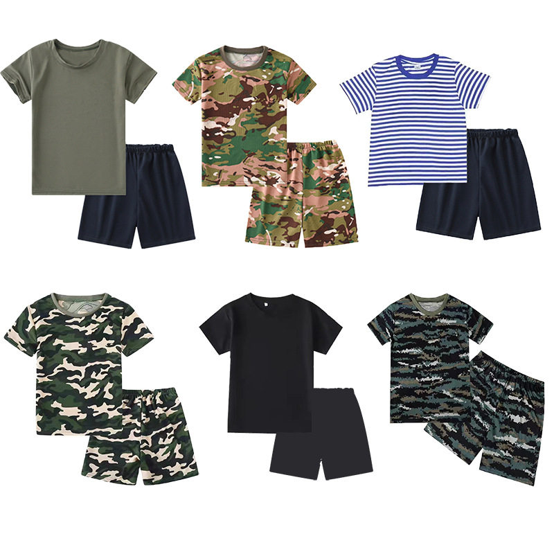 2026新款儿童短袖迷彩服夏季速干体能服男女同款T恤套装夏令营军