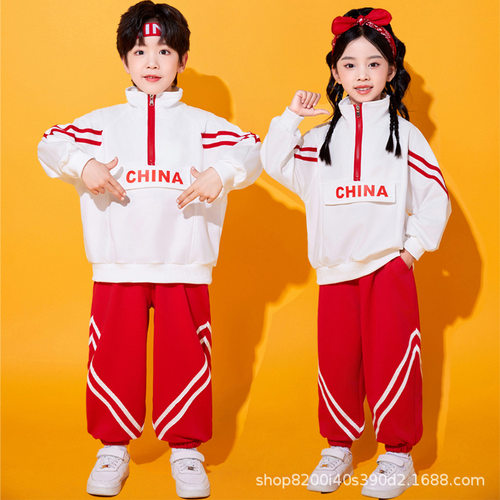 2026新款儿童啦啦队演出服装中小学生运动会团体表演服装中国风幼