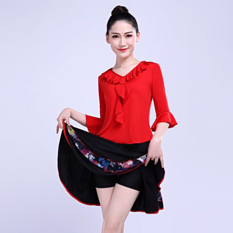 2026新款广场舞服装套装夏季短袖短裙子杨丽萍跳舞蹈的衣服套裙女