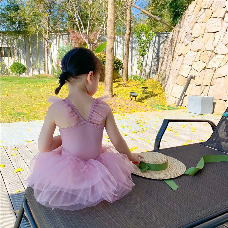 2026新款儿童泳衣童装夏季韩版女童连体公主裙粉色 连体衣纱裙T"