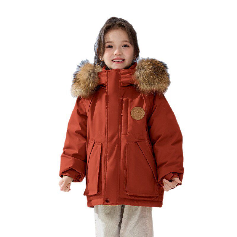 2025新款90绒儿童羽绒服男童女童90白鸭绒中大童中长款大