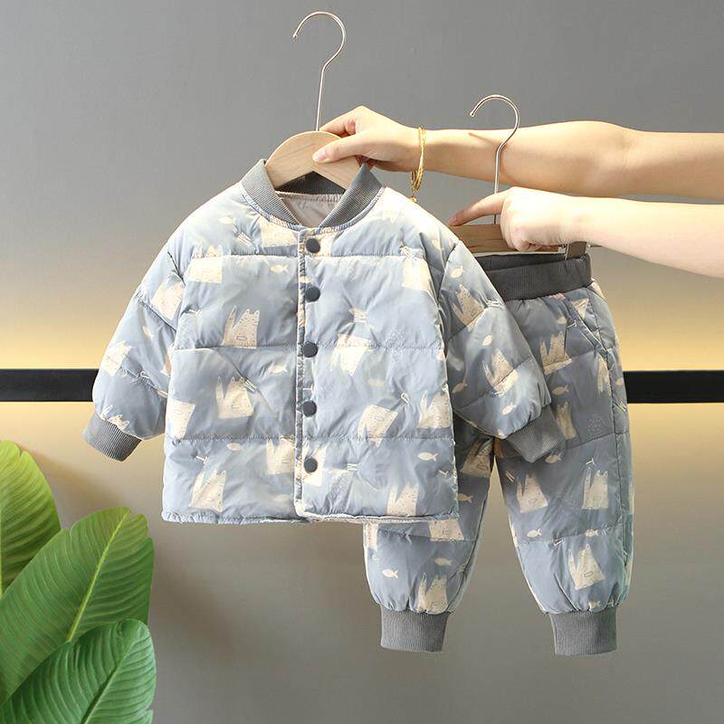 2026新款男童冬装套装小童女宝宝秋冬季保暖轻薄白鸭绒羽绒服