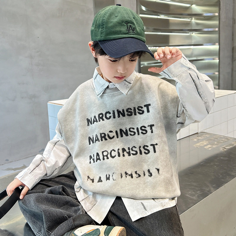 2026新款童装男童套装春秋款帅气炸街儿童男孩春装衬衫马甲两