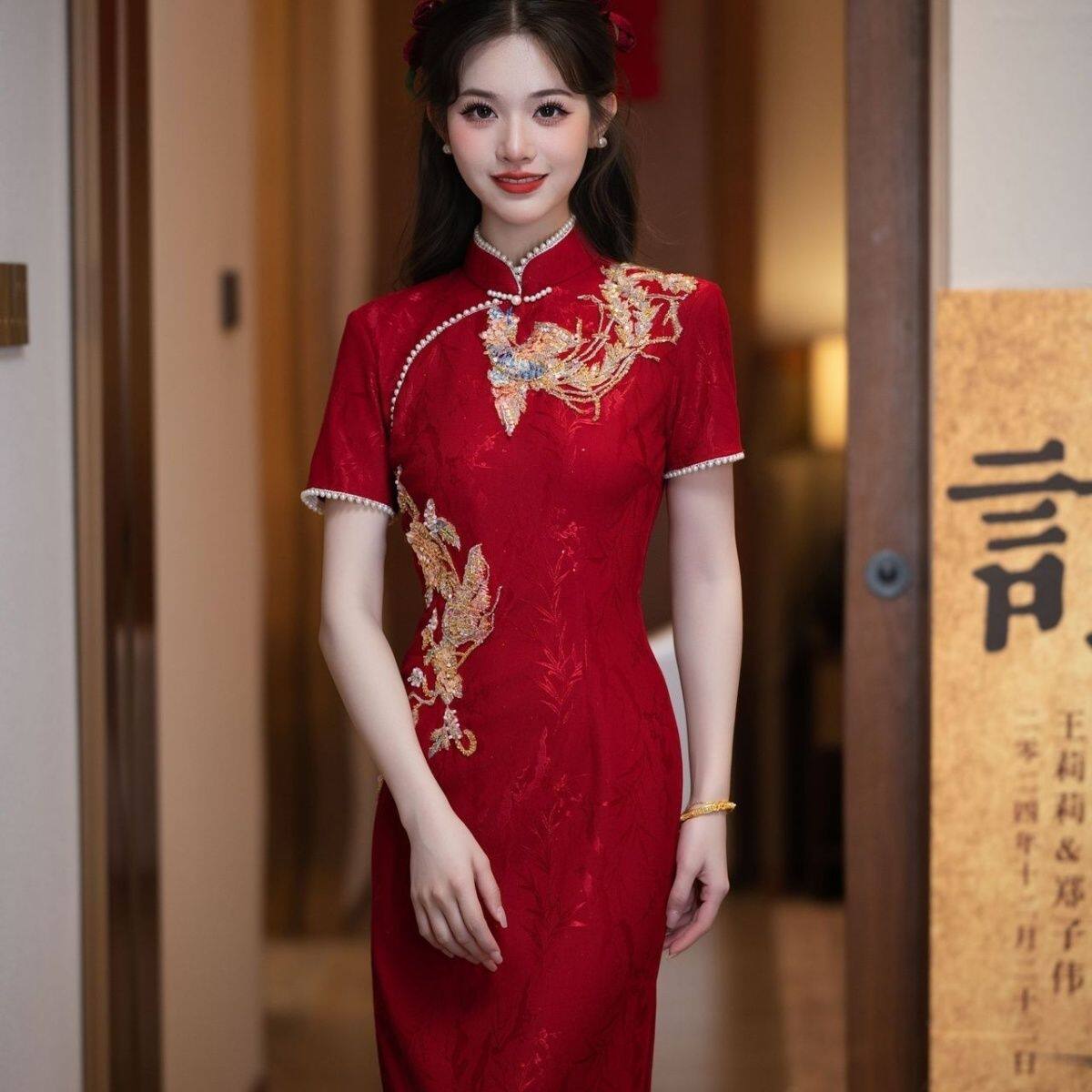 2026新款敬酒服新娘高级暗红色结婚改良旗袍订婚礼服新中式新中式