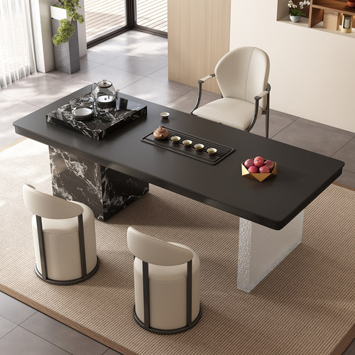 意式岩板茶桌2025新款亚克力办公室轻奢高级感实木茶具茶台一整套