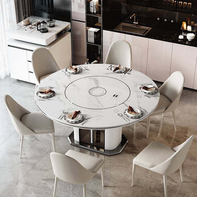 岛台餐桌一体家用可伸缩折叠现代简约新款小户型带电磁炉转盘,住宅家具,岩板餐桌,淘宝优惠券,粉丝福利购,淘宝优惠卷