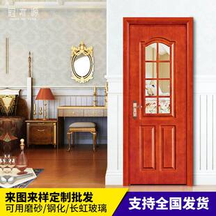 厂家直销厨房玻璃门 橡木中式单轨推拉移动卫生间厨房玻璃门 格条