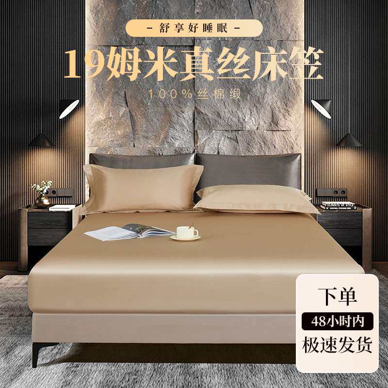 真丝棉床笠单件床罩床单桑蚕丝防滑固定床垫防尘罩高端床上用品