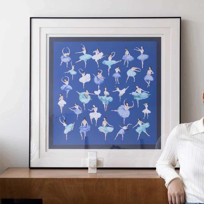 芭蕾女孩 克莱因蓝现代装饰画客厅氛围感沙发背后画卧室床头摆画