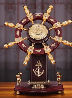 舵手摆件 领航舵轮工艺品办公桌摆设 商务乔迁开业定制礼品