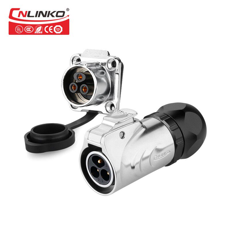 凌科新款LP-20金属款四孔箱体设备安装2-12芯防水航空插头连接器