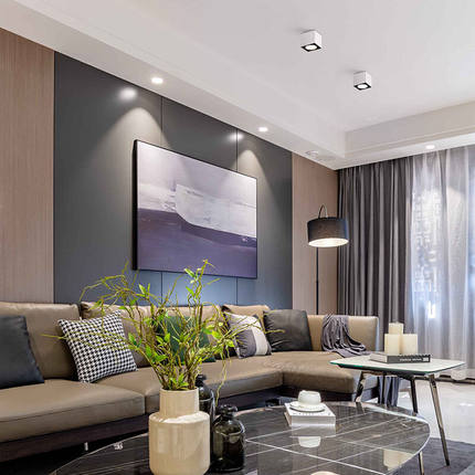 普洛缇筒灯led方形三色客厅明装天花灯5w免开孔吸顶调光变色斗胆