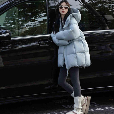 爆款羽绒棉服女冬中长款2025韩版新款纯色面包服加厚棉袄棉衣外套