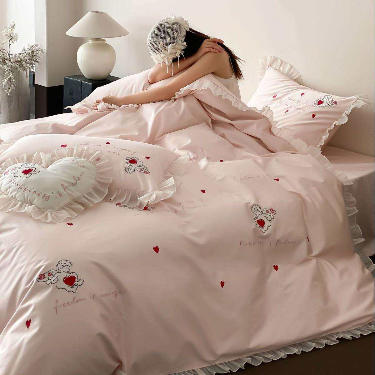 少女心100S长绒棉四件套浪漫爱心刺绣被套床单全棉1.8m床上用品,鲜花速递/花卉仿真/绿植园艺,割草机/草坪机,淘宝优惠券,粉丝福利购,淘宝优惠卷